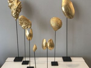 Coquillages dorés à la feuille d&rsquo;or 22 cts