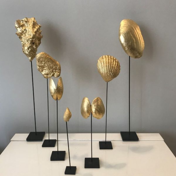 Coquillages dorés à la feuille d&rsquo;or 22 cts